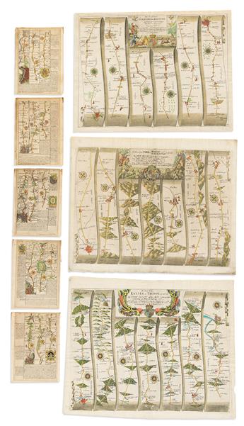 (BRITISH ROADS.) Group of engraved strip maps.